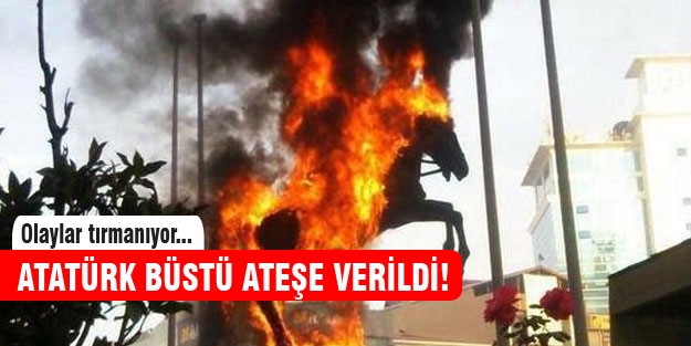 Esenyurt'ta Atatürk büstünü ateşe verdiler