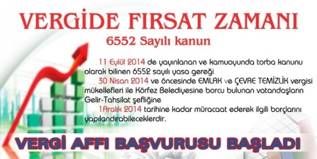 Körfez Belediyesi’nde Vergi Affı Başvuruları Başladı