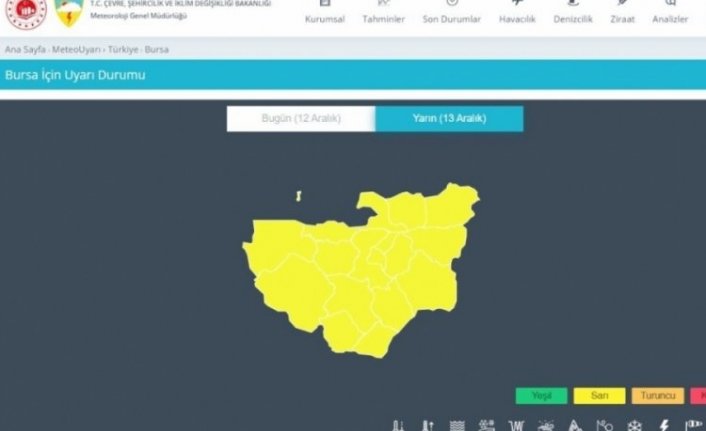 Meteoroloji'den Bursa'ya sarı uyarı!