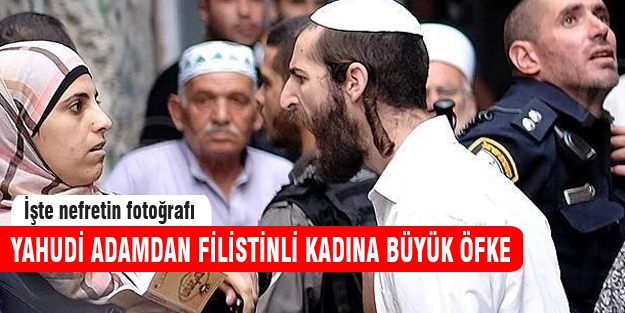 Yahudi adamdan Filistinli kadına nefret dolu bakış!