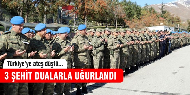 Şehit olan 3 askerimiz için ilk tören