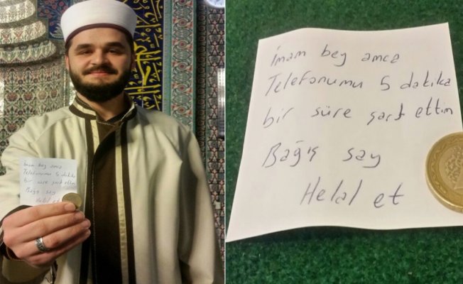 Camide telefonunu şarj etti: Not ve 1 lira bıraktı