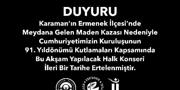 Eskişehir’de Halk Konseri İleri Tarihe Ertelendi