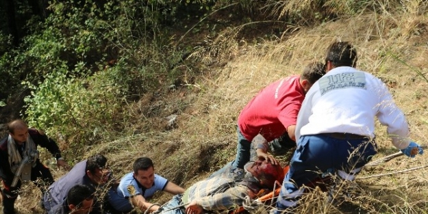 100 Metre Uçuruma Yuvarlanan  Sürücü Ağır Yaralandı