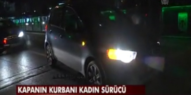 Polis duran kadın sürücünün lastiklerini patlattı!